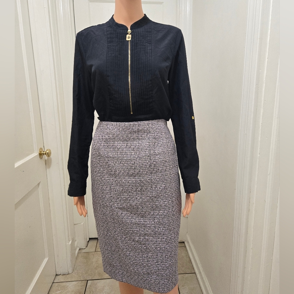 Michael Kors Blouse Black Half Zip Long Sleeve Size S